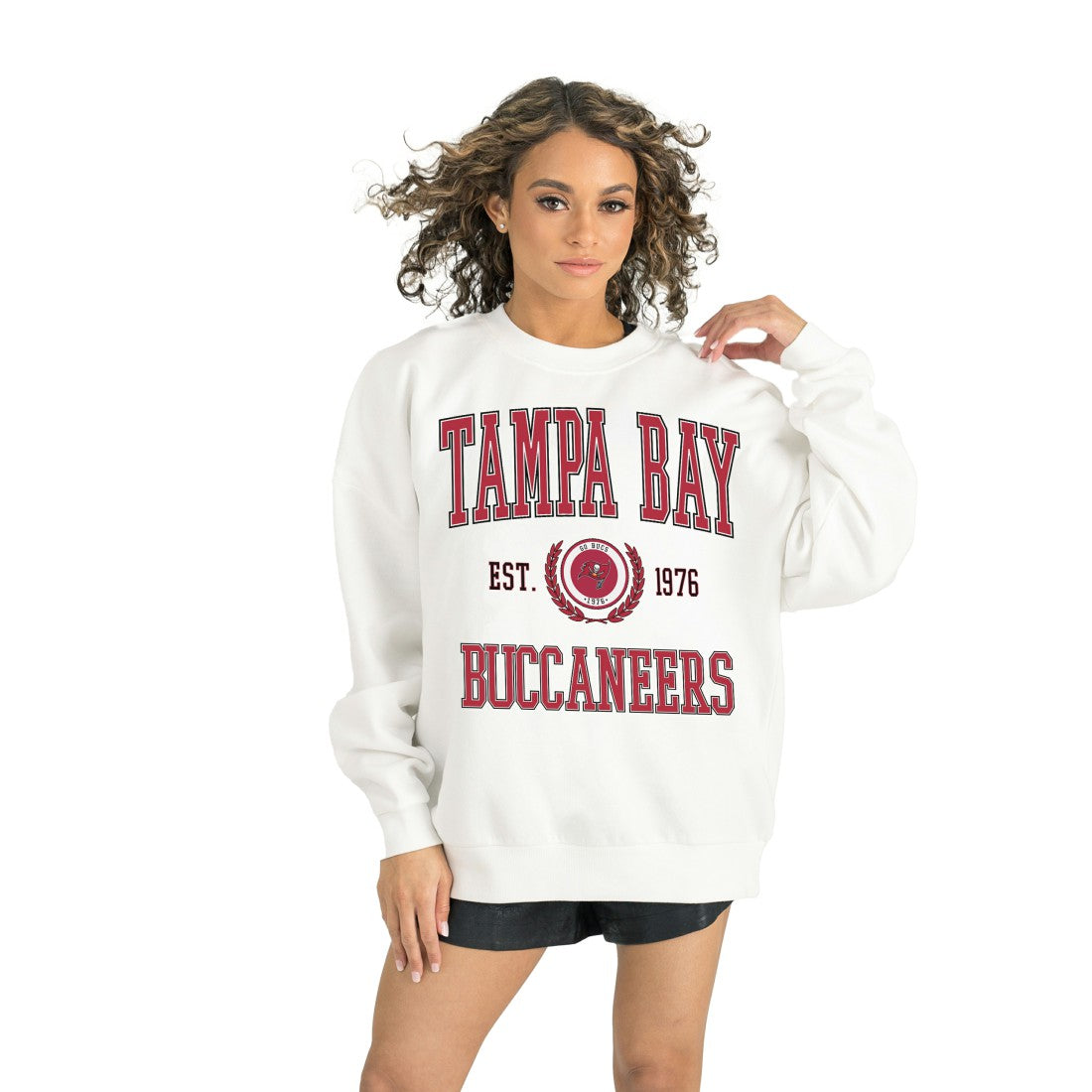 Tampa Bay Buccaneers Gameday Couture Women's Timeless Triumph Premium Fleece Pullover Sweatshirt - White Pullover