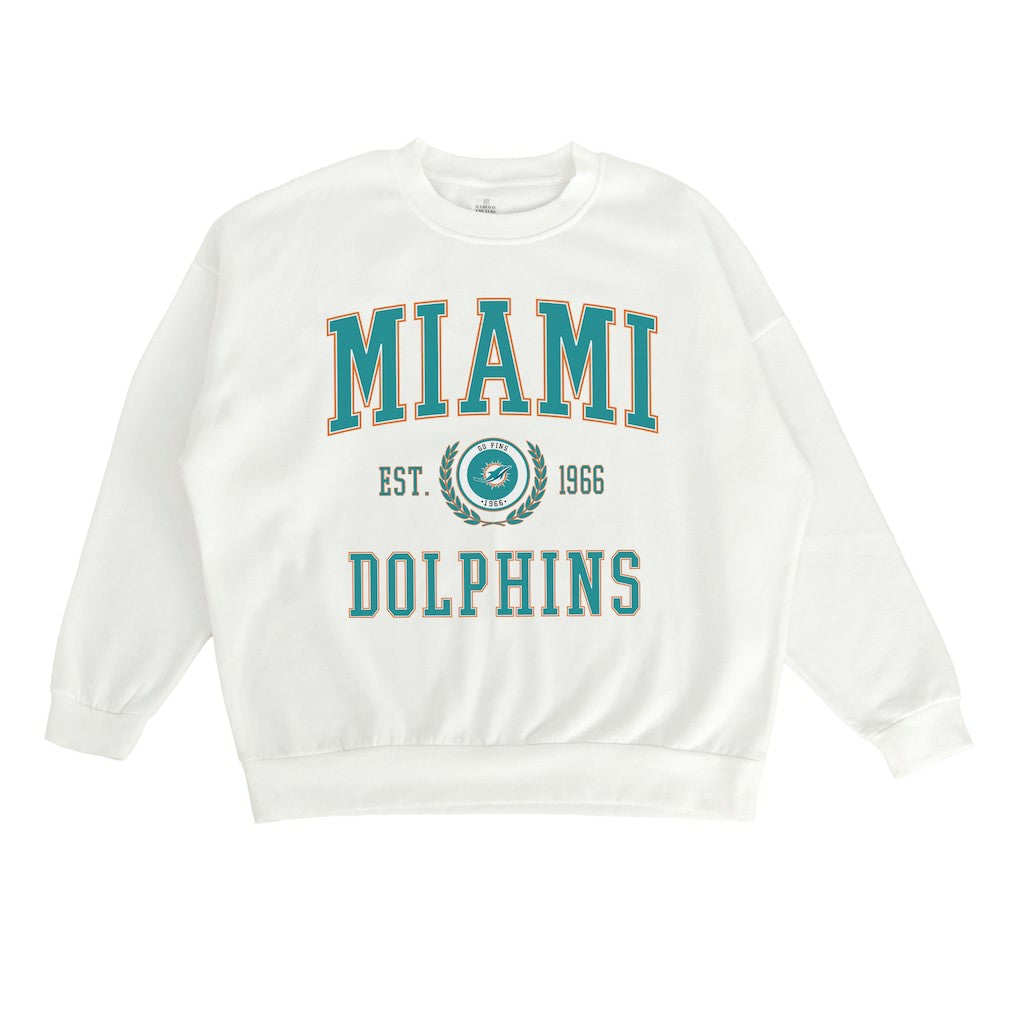 Miami Dolphins Gameday Couture Women's Timeless Triumph Premium Fleece Pullover Sweatshirt - White Pullover
