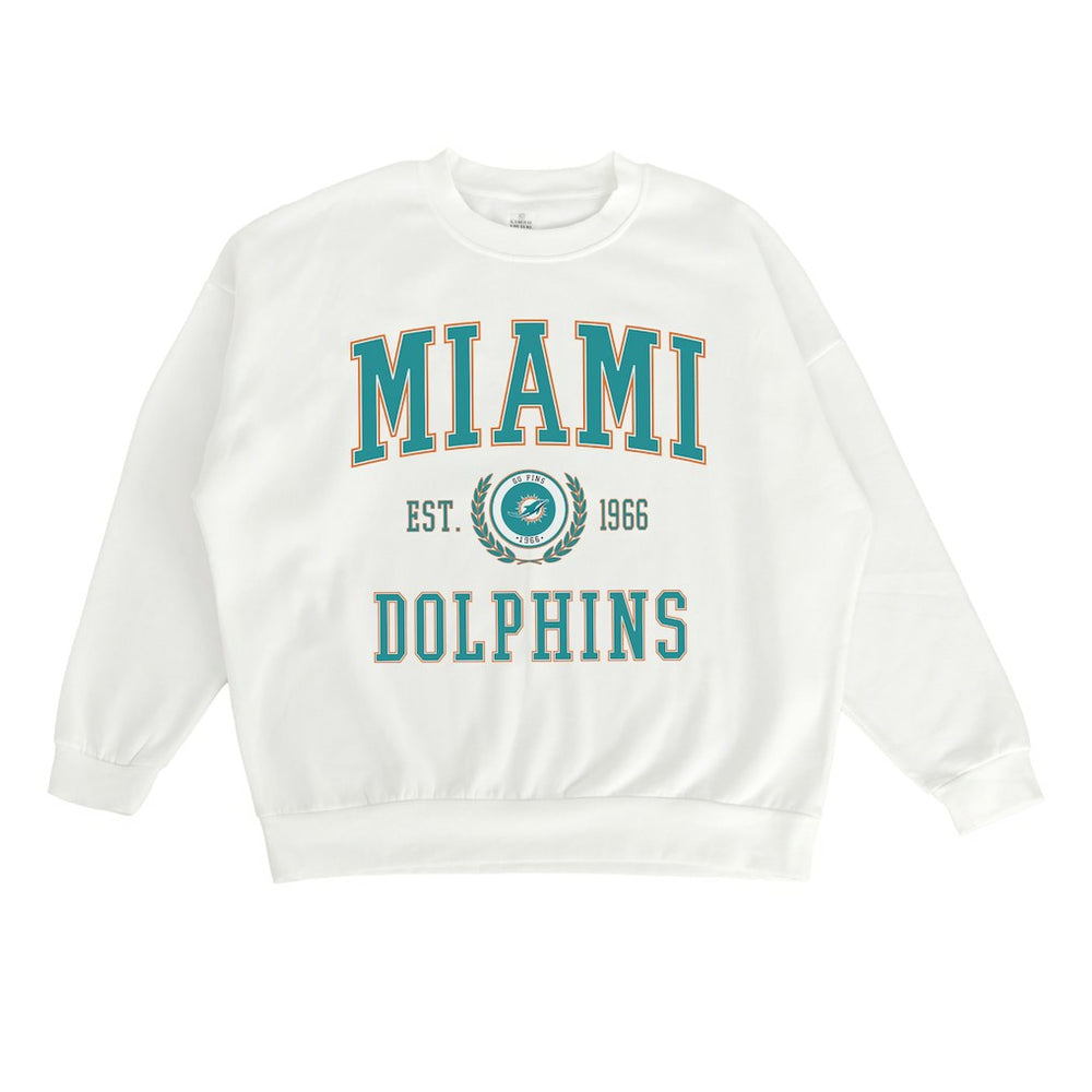 Miami Dolphins Gameday Couture Women's Timeless Triumph Premium Fleece Pullover Sweatshirt - White Pullover