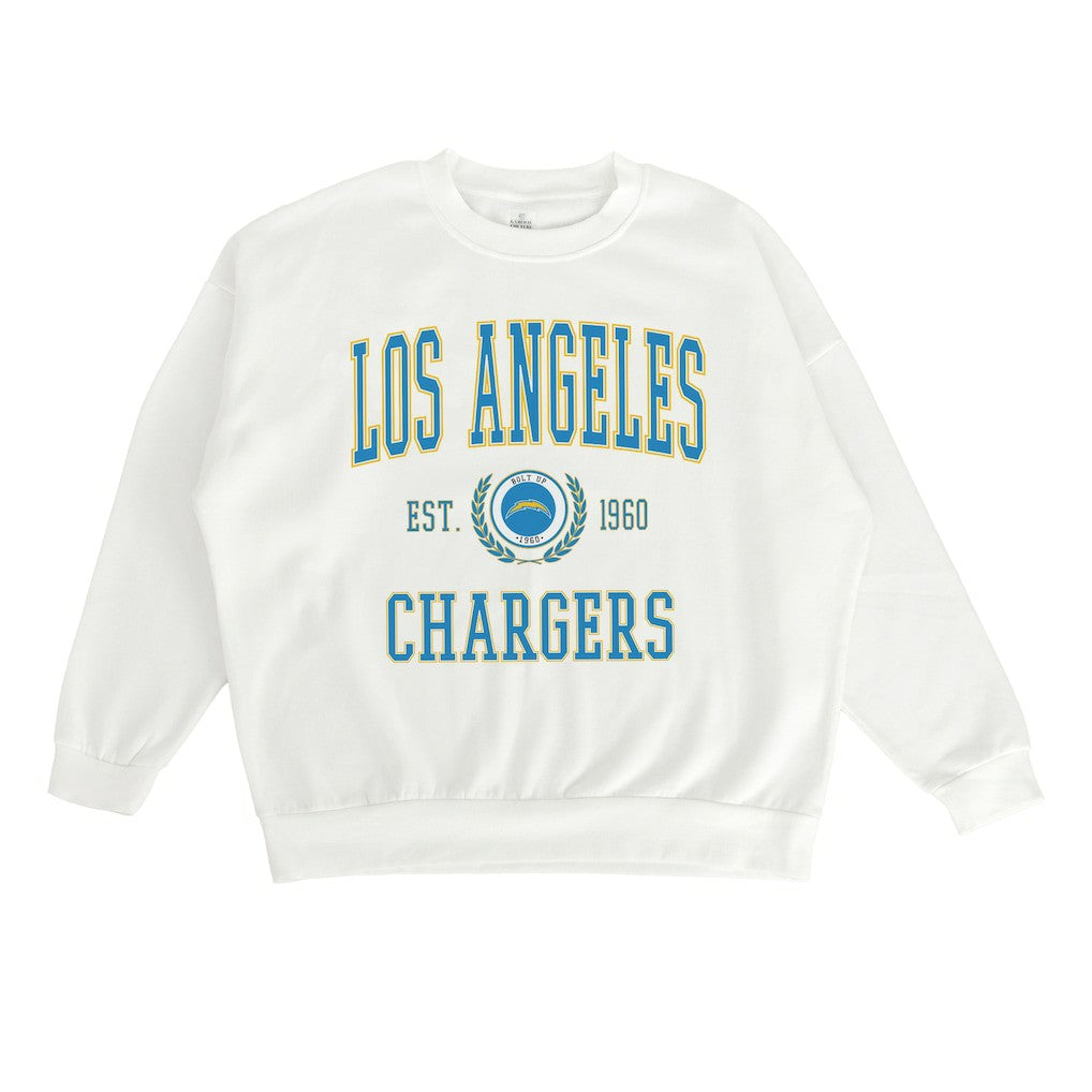 Los Angeles Chargers Gameday Couture Women's Timeless Triumph Premium Fleece Pullover Sweatshirt - White Pullover