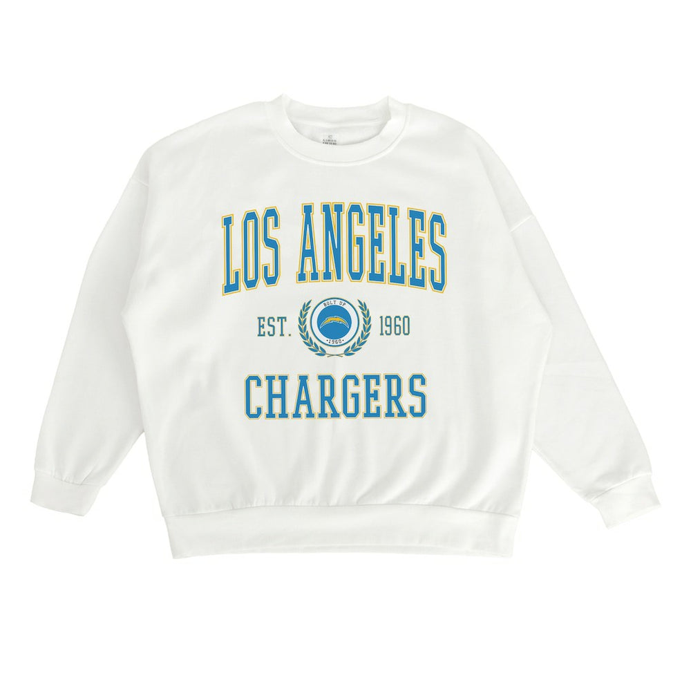 Los Angeles Chargers Gameday Couture Women's Timeless Triumph Premium Fleece Pullover Sweatshirt - White Pullover