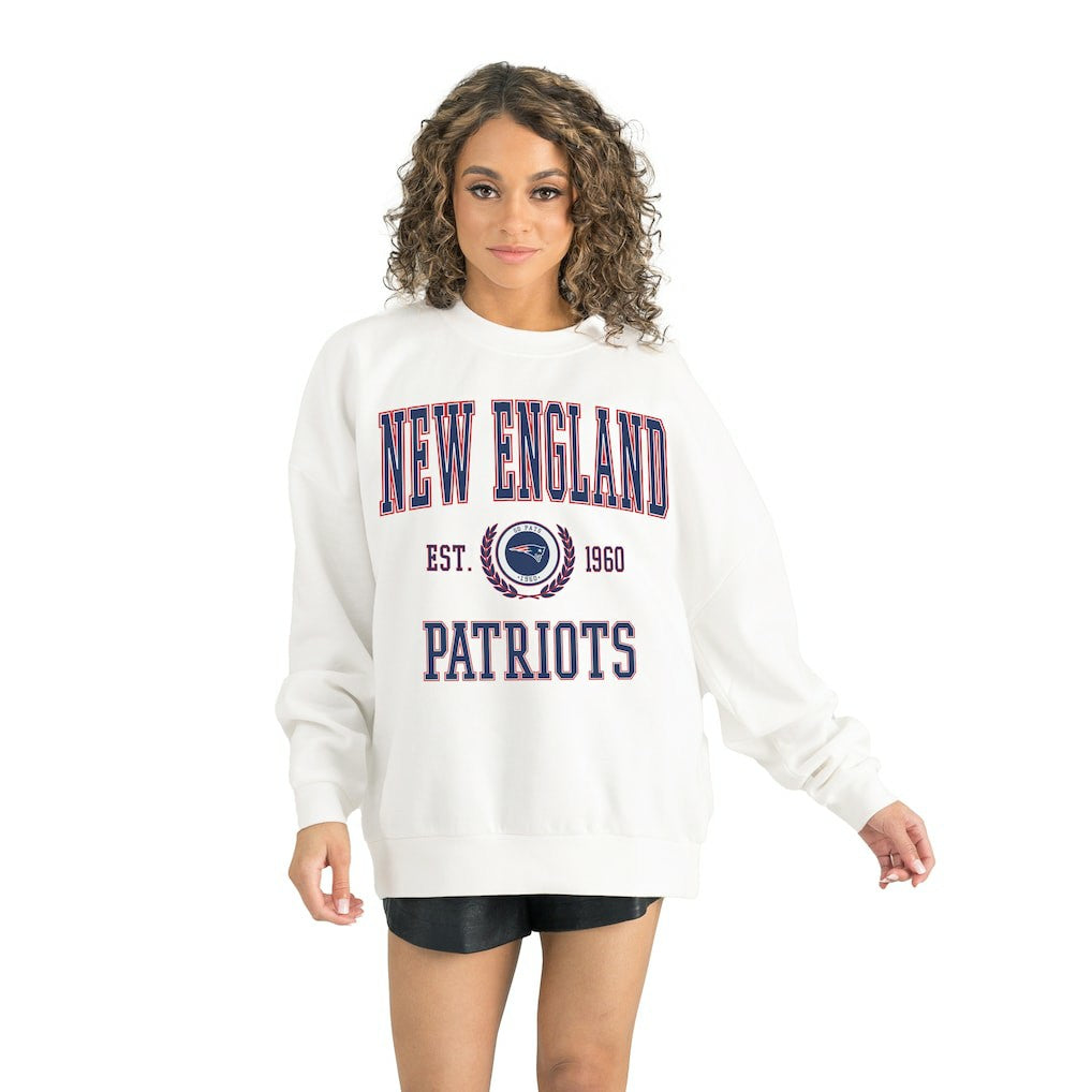 New England Patriots Gameday Couture Women's Timeless Triumph Premium Fleece Pullover Sweatshirt - White Pullover