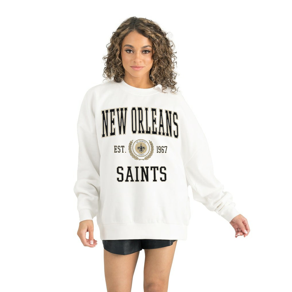 New Orleans Saints Gameday Couture Women's Timeless Triumph Premium Fleece Pullover Sweatshirt - White Pullover