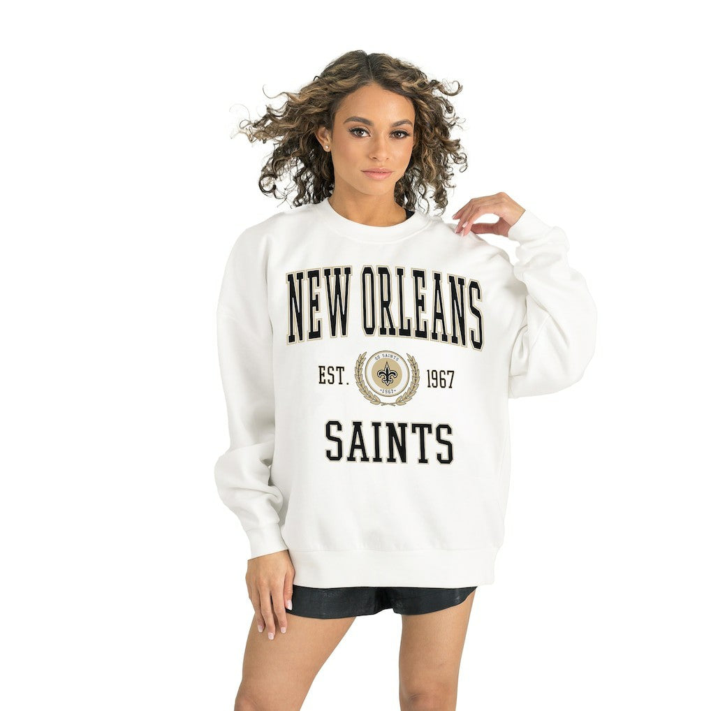 New Orleans Saints Gameday Couture Women's Timeless Triumph Premium Fleece Pullover Sweatshirt - White Pullover