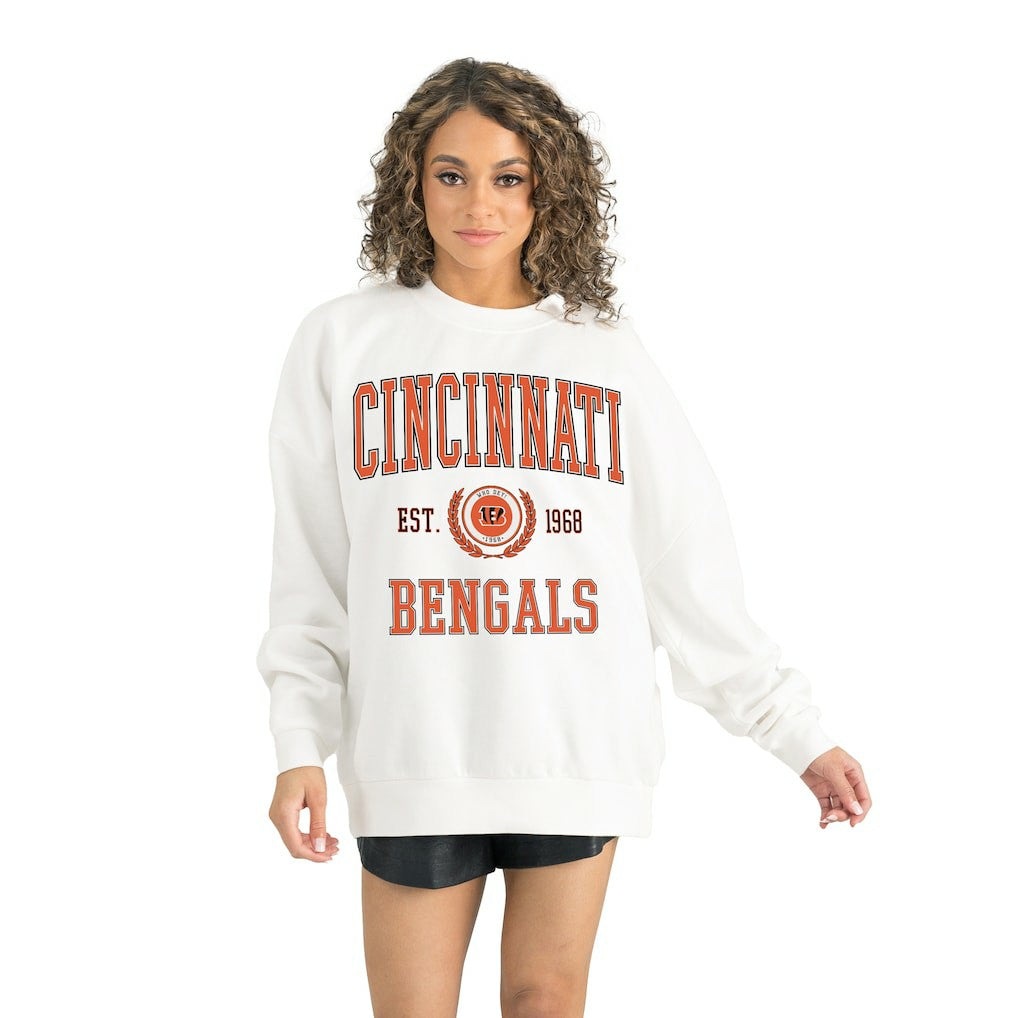 Cincinnati Bengals Gameday Couture Women's Timeless Triumph Premium Fleece Pullover Sweatshirt - White Pullover