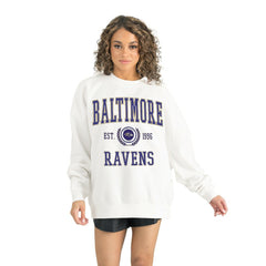 Baltimore Ravens Gameday Couture Women's Timeless Triumph Premium Fleece Pullover Sweatshirt - White Pullover
