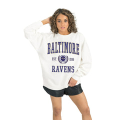 Baltimore Ravens Gameday Couture Women's Timeless Triumph Premium Fleece Pullover Sweatshirt - White Pullover