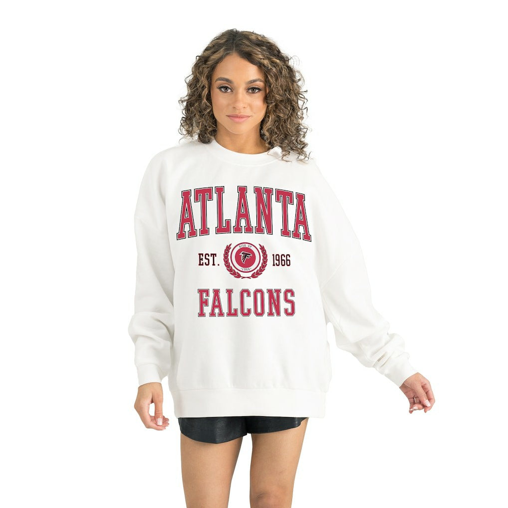 Atlanta Falcons Gameday Couture Women's Timeless Triumph Premium Fleece Pullover Sweatshirt - White Pullover
