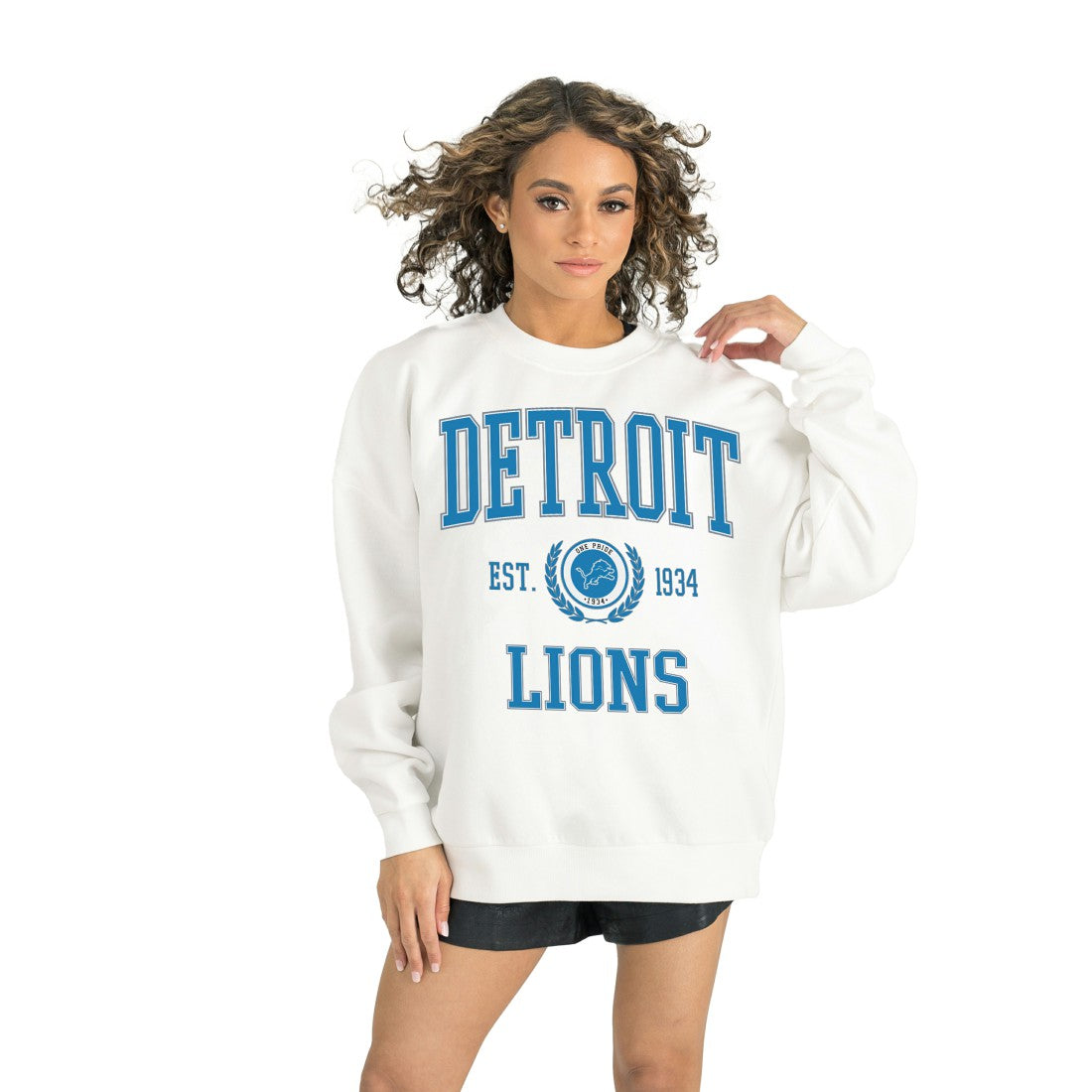 Detroit Lions Gameday Couture Women's Timeless Triumph Premium Fleece Pullover Sweatshirt - White Pullover