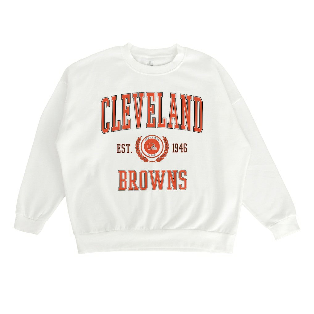 Cleveland Browns Gameday Couture Women's Timeless Triumph Premium Fleece Pullover Sweatshirt - White Pullover