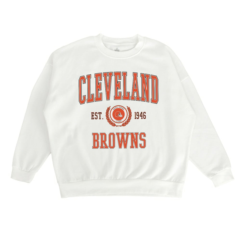 Cleveland Browns Gameday Couture Women's Timeless Triumph Premium Fleece Pullover Sweatshirt - White Pullover