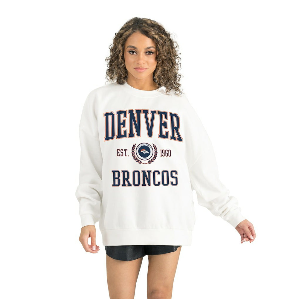 Denver Broncos Gameday Couture Women's Timeless Triumph Premium Fleece Pullover Sweatshirt - White Pullover