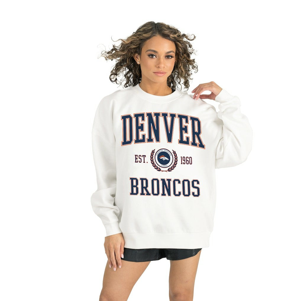 Denver Broncos Gameday Couture Women's Timeless Triumph Premium Fleece Pullover Sweatshirt - White Pullover