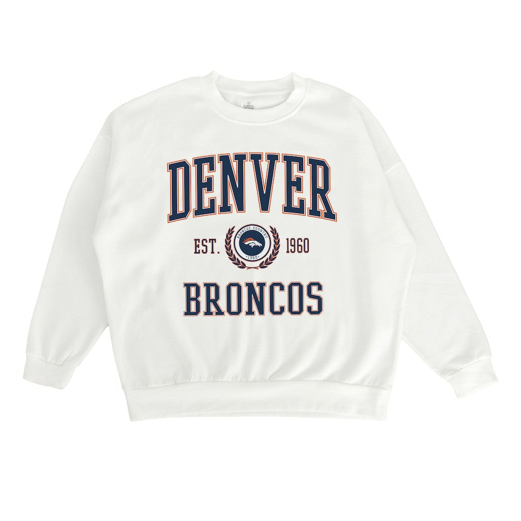 Denver Broncos Gameday Couture Women's Timeless Triumph Premium Fleece Pullover Sweatshirt - White Pullover