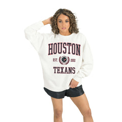 Houston Texans Gameday Couture Women's Timeless Triumph Premium Fleece Pullover Sweatshirt - White Pullover