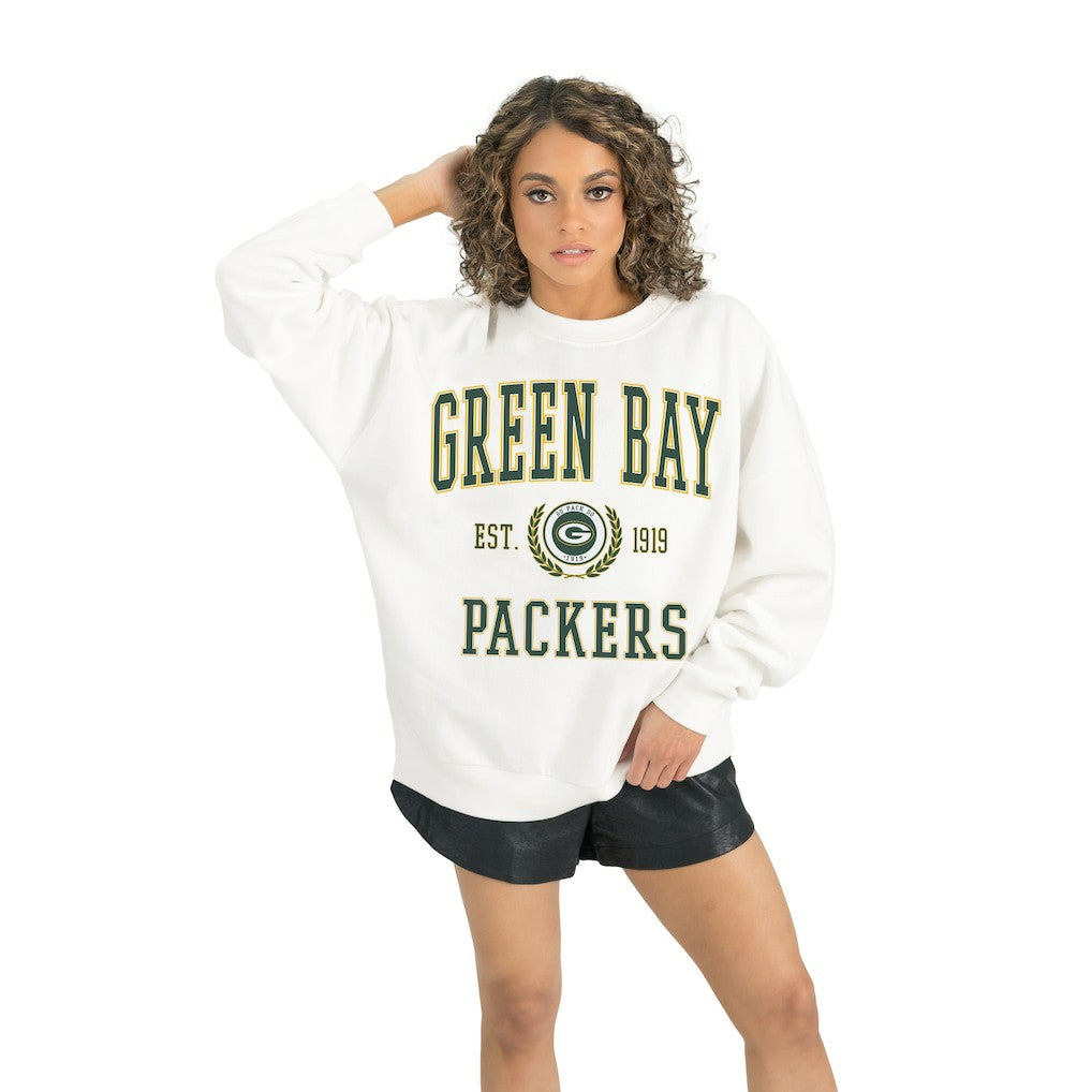 Green Bay Packers Gameday Couture Women's Timeless Triumph Premium Fleece Pullover Sweatshirt - White Pullover