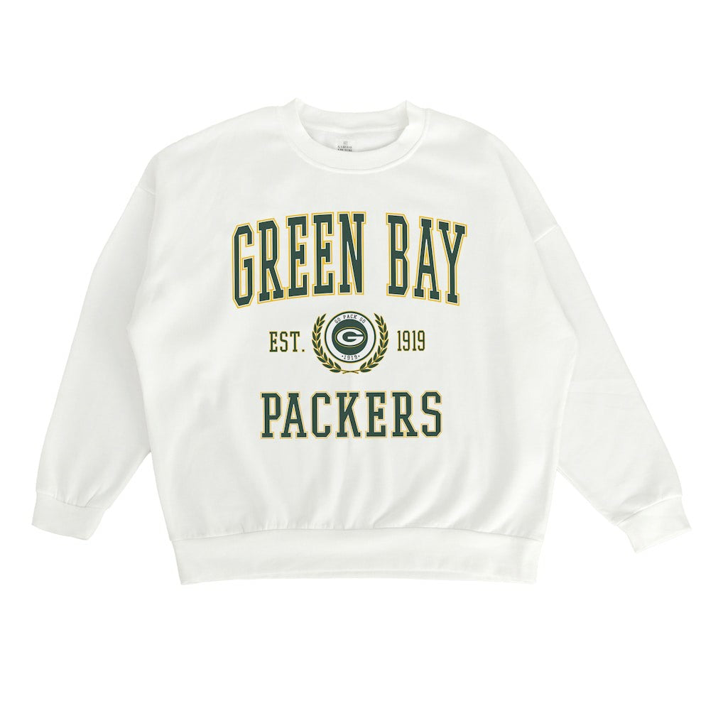 Green Bay Packers Gameday Couture Women's Timeless Triumph Premium Fleece Pullover Sweatshirt - White Pullover