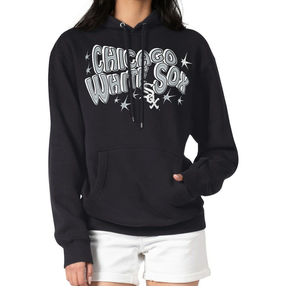 Chicago White Sox Starter Women's Fireworks Fleece Tri-Blend Pullover Hoodie - Black Hoodies