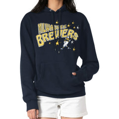Milwaukee Brewers Starter Women's Fireworks Fleece Tri-Blend Pullover Hoodie - Navy Hoodies