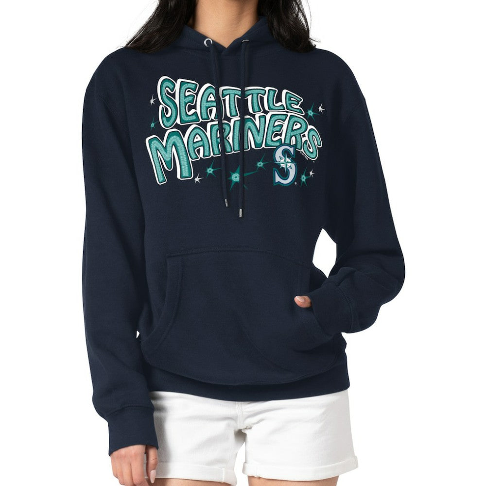 Seattle Mariners Starter Women's Fireworks Fleece Tri-Blend Pullover Hoodie - Navy Hoodies