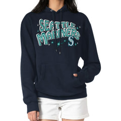 Seattle Mariners Starter Women's Fireworks Fleece Tri-Blend Pullover Hoodie - Navy Hoodies