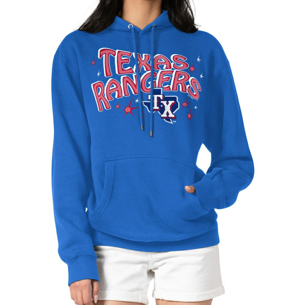 Texas Rangers Starter Women's Fireworks Fleece Tri-Blend Pullover Hoodie - Royal Hoodies