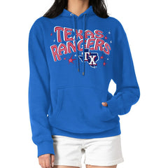 Texas Rangers Starter Women's Fireworks Fleece Tri-Blend Pullover Hoodie - Royal Hoodies