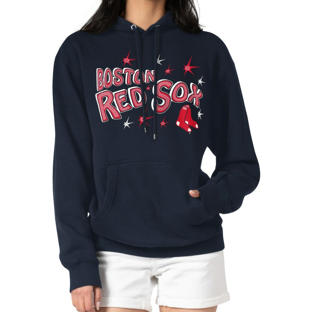 Boston Red Sox Starter Women's Fireworks Fleece Tri-Blend Pullover Hoodie - Navy Hoodies
