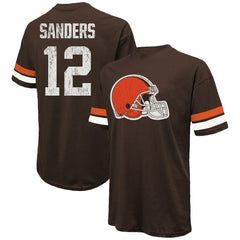 Shedeur Sanders Cleveland Browns Majestic Threads 2025 NFL Draft Oversized T-Shirt - Brown T-shirts