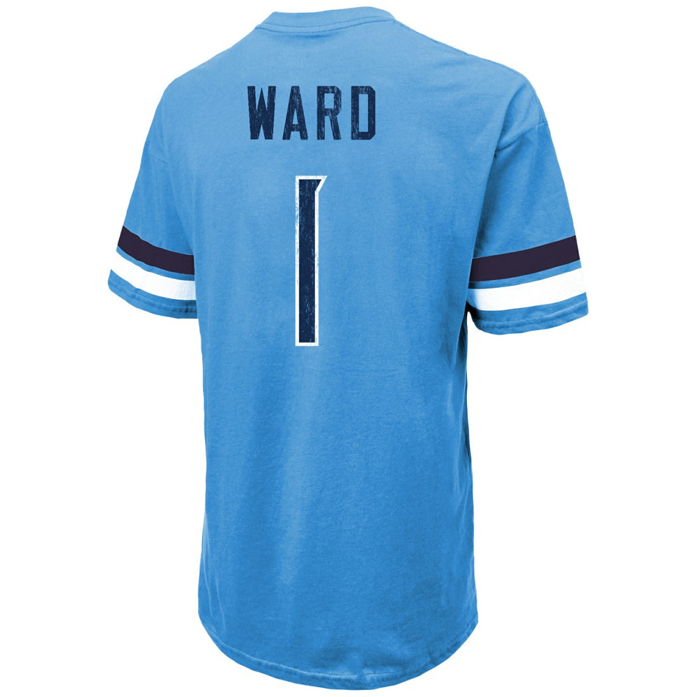 Cam Ward Tennessee Titans Majestic Threads 2025 NFL Draft First Round Pick Oversized T-Shirt - Light Blue T-shirts