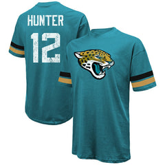Travis Hunter Jacksonville Jaguars Majestic Threads 2025 NFL Draft First Round Pick Oversized T-Shirt - Teal T-shirts