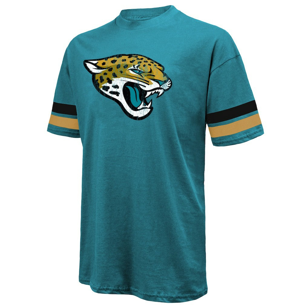Travis Hunter Jacksonville Jaguars Majestic Threads 2025 NFL Draft First Round Pick Oversized T-Shirt - Teal T-shirts