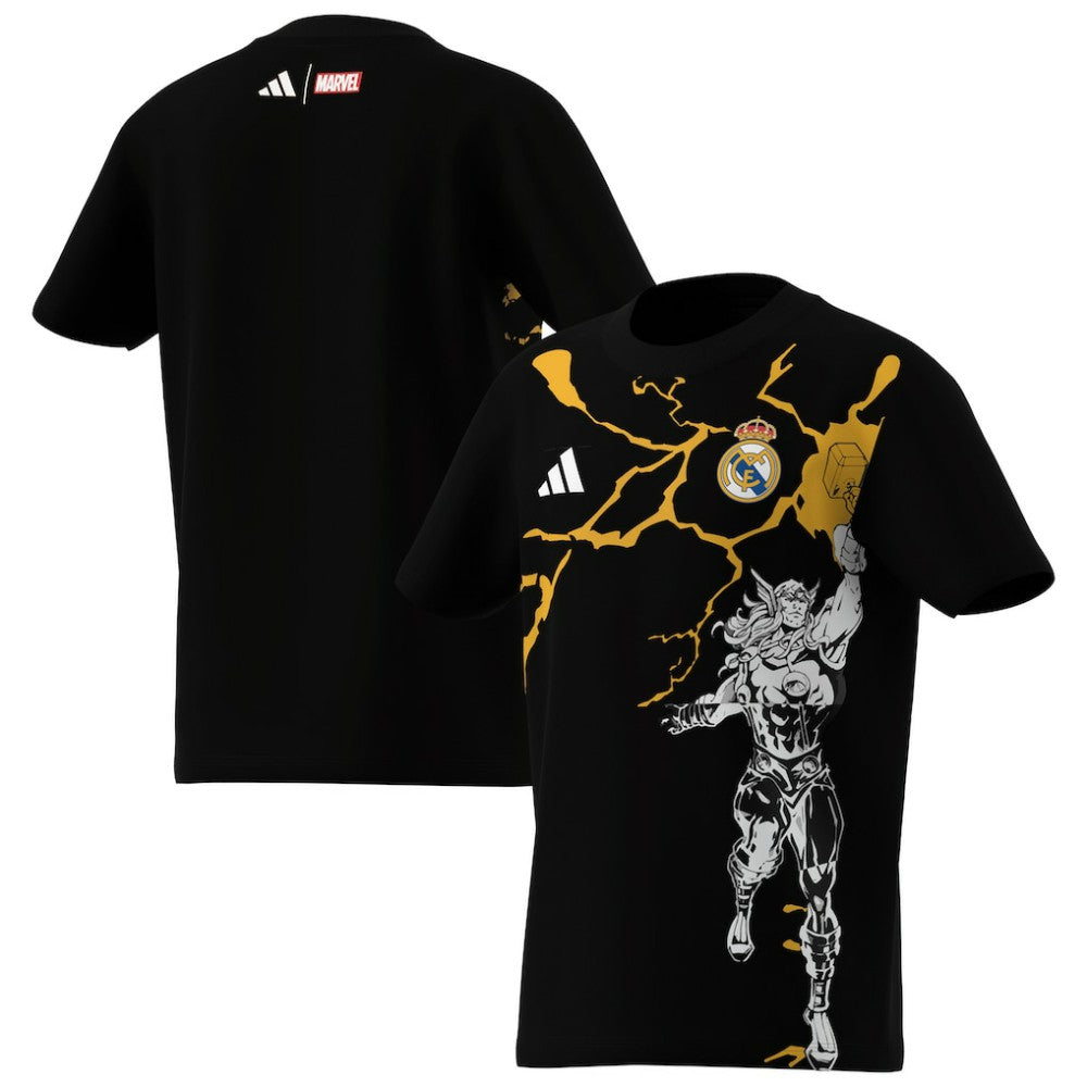 Real Madrid x Marvel Youth Graphic T-Shirt Black - Adidas outlet