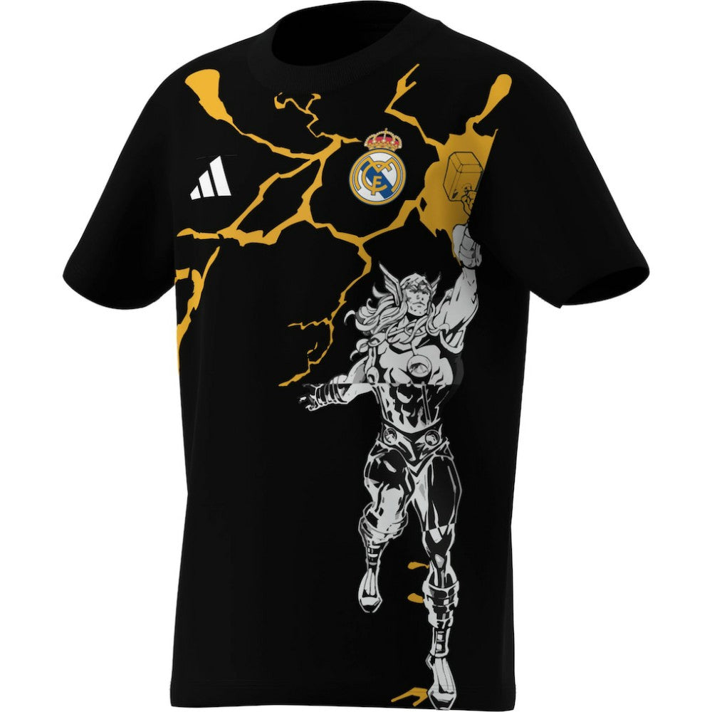 Real Madrid x Marvel Youth Graphic T-Shirt Black - Adidas outlet