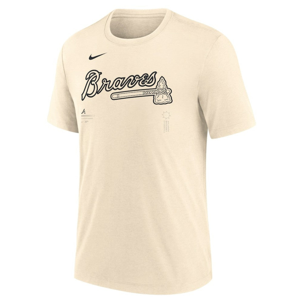 Atlanta Braves Nike Wordmark Tri-Blend T-Shirt - Natural T-shirts