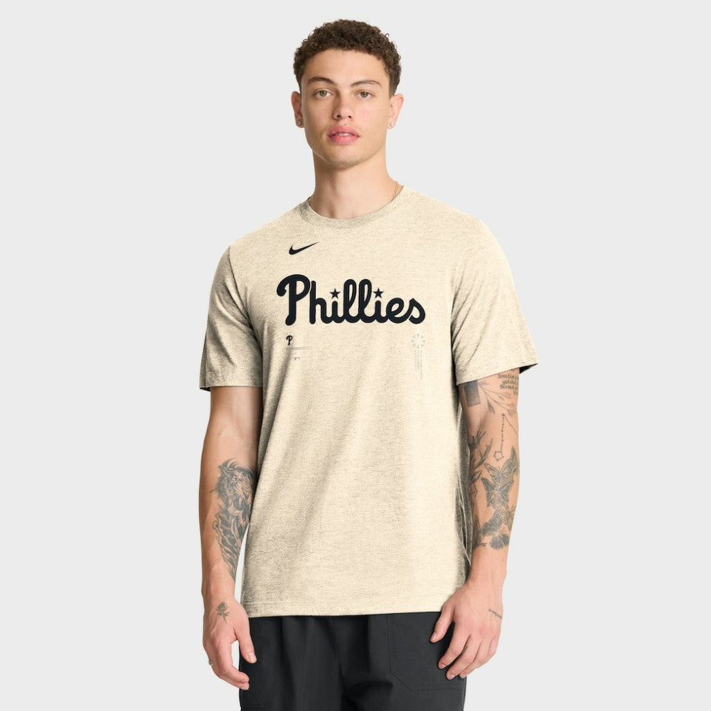 Philadelphia Phillies Nike Wordmark Tri-Blend T-Shirt - Natural T-shirts