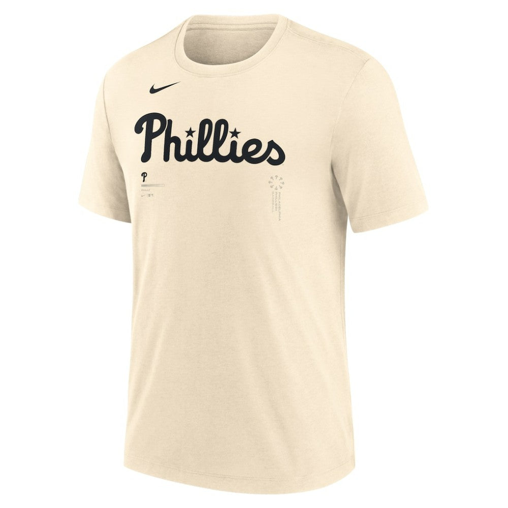 Philadelphia Phillies Nike Wordmark Tri-Blend T-Shirt - Natural T-shirts