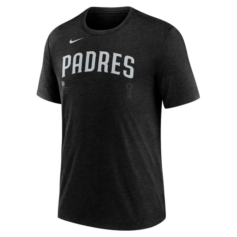 San Diego Padres Nike Wordmark Tri-Blend T-Shirt - Heather Black T-shirts