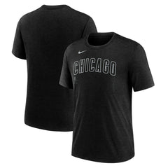 Chicago Cubs Nike Wordmark Tri-Blend T-Shirt - Heather Black T-shirts