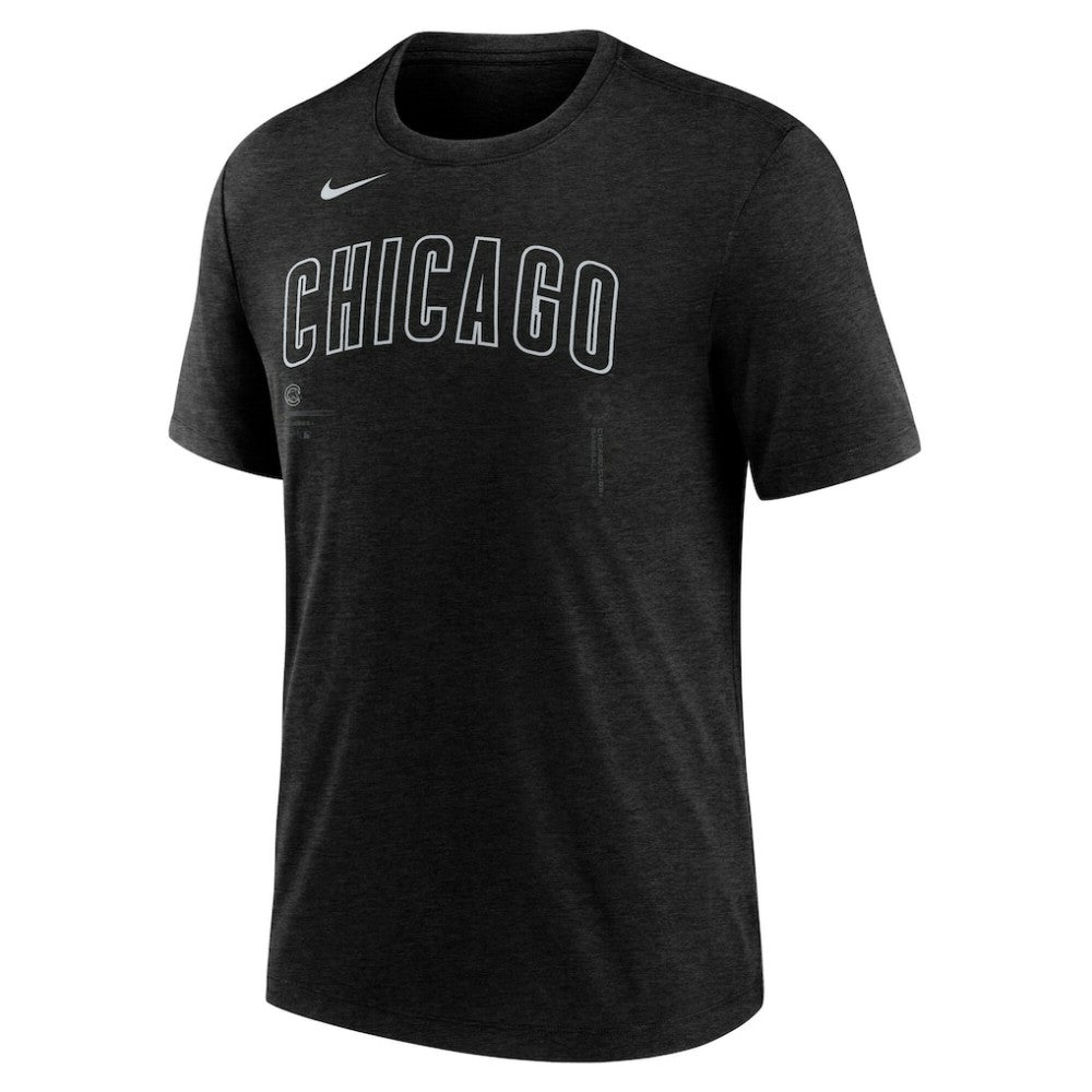 Chicago Cubs Nike Wordmark Tri-Blend T-Shirt - Heather Black T-shirts