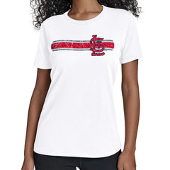 St. Louis Cardinals Starter Women's Team Stripe T-Shirt - White T-shirts
