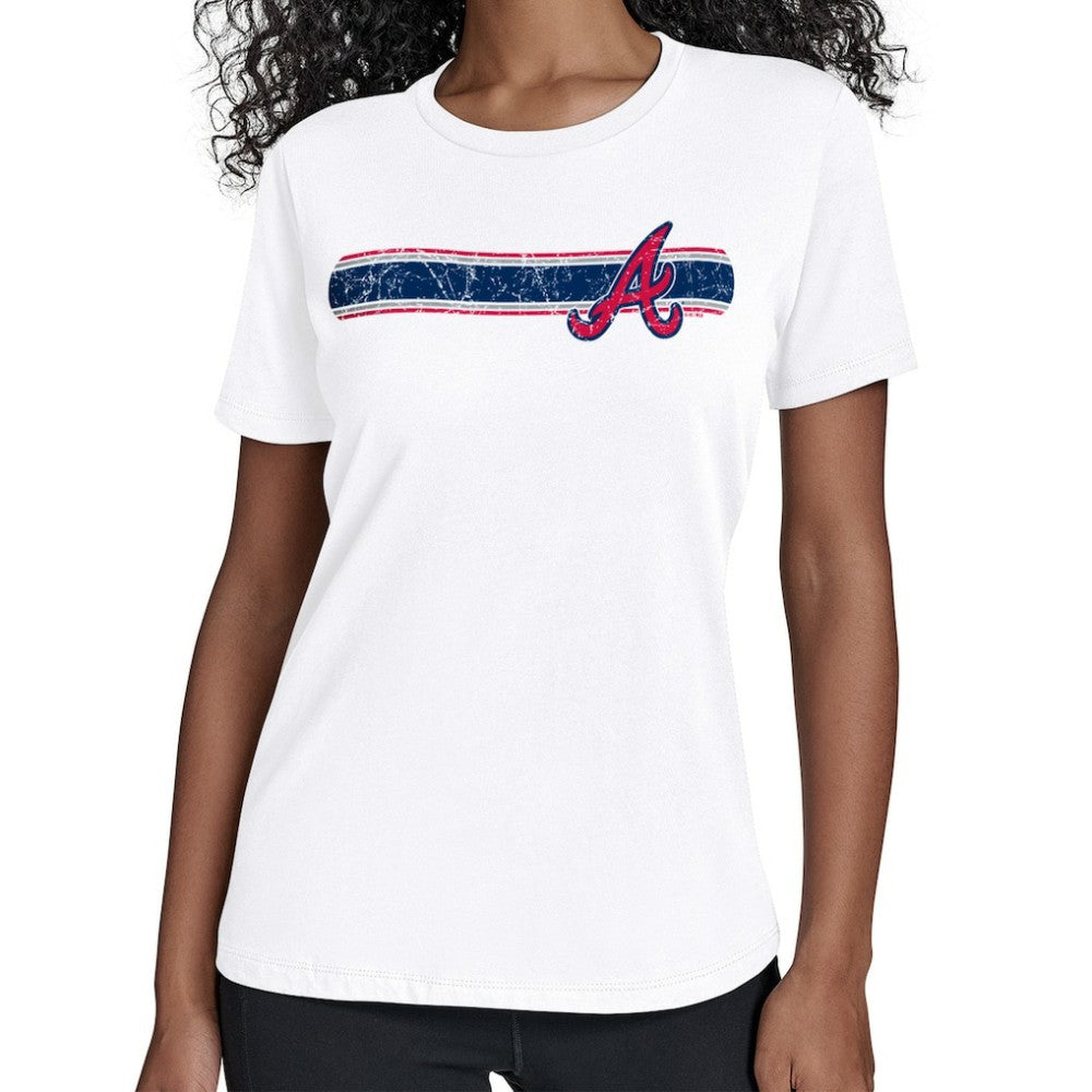 Atlanta Braves Starter Women's Team Stripe T-Shirt - White T-shirts