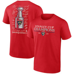 Florida Panthers Fanatics 2025 Stanley Cup Champions Signature Roster T-Shirt - Red | US 203140000