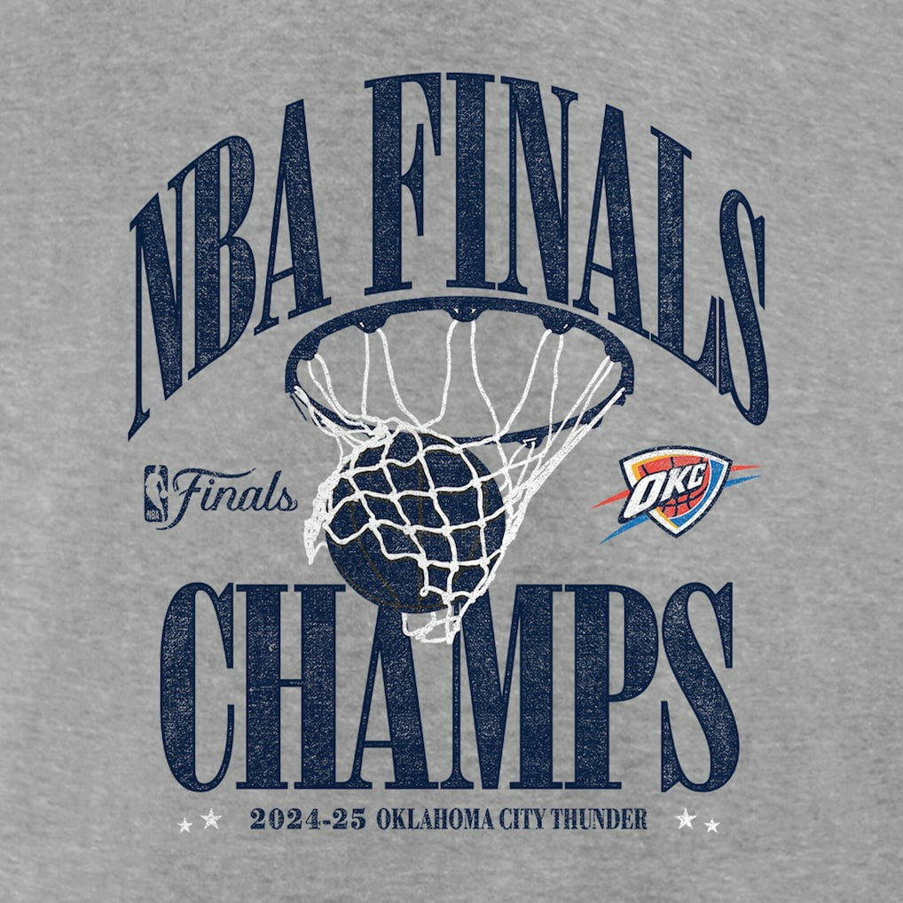 Oklahoma City Thunder 2025 NBA Finals Champions Fade Away Retro T-Shirt Steel - Fanatics