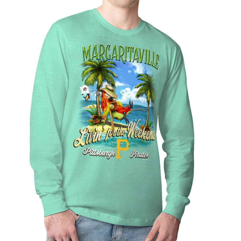 Pittsburgh Pirates Margaritaville Livin' for the Weekend Long Sleeve T-Shirt - Mint T-shirts