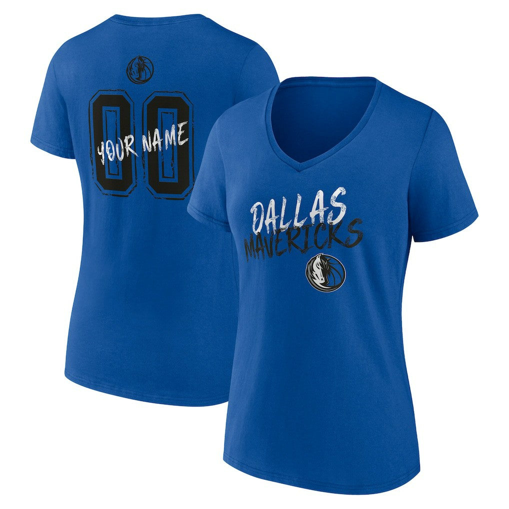 Dallas Mavericks Women's Hustle Custom V-Neck T-Shirt Blue