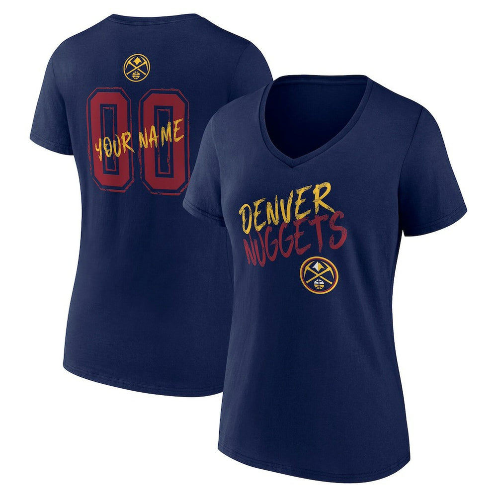 Denver Nuggets Women's Hustle Custom V-Neck T-Shirt Navy