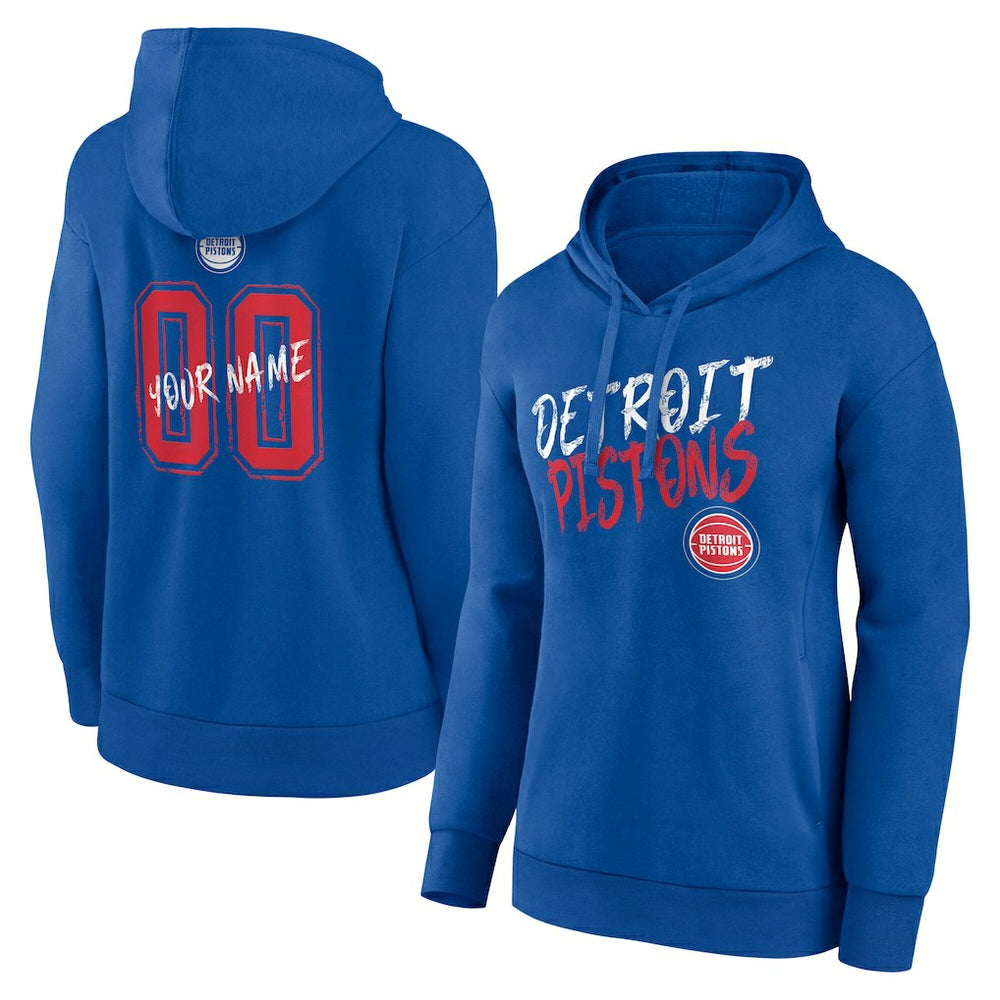 Detroit Pistons Women's Hustle Custom Pullover Hoodie Blue outlet