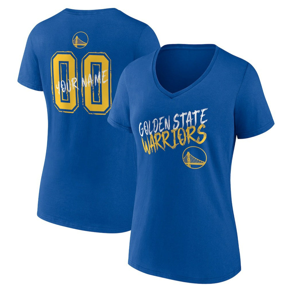 Golden State Warriors Women's Hustle Custom V-Neck T-Shirt Royal