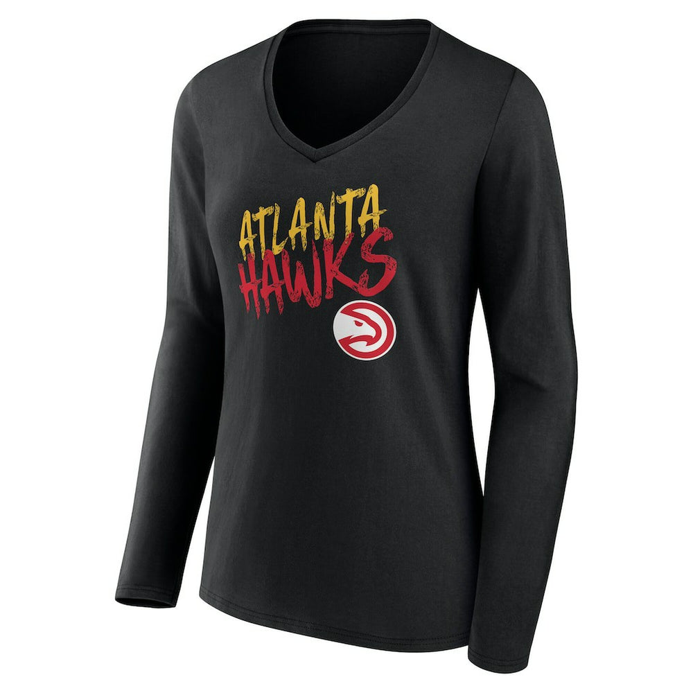 Atlanta Hawks Women's Hustle Custom Long Sleeve V-Neck T-Shirt Black outlet
